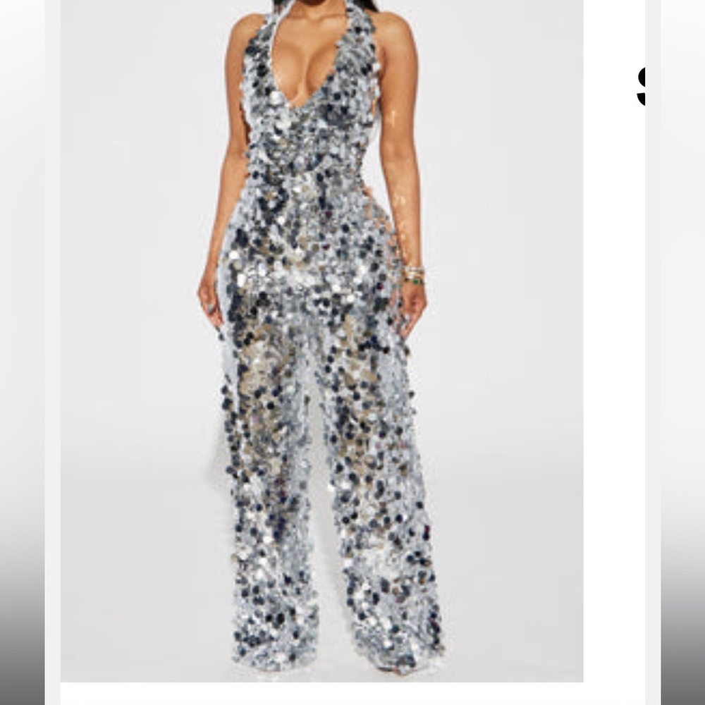 NWT Fashion Nova sequin jumpsuit XL